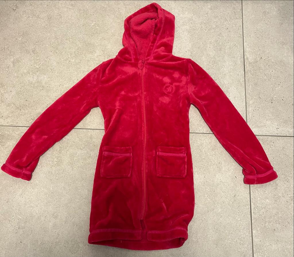 Roze badjas met capuchon - Maat 146/152, Ophalen of Verzenden, Zo goed als nieuw, Meisje, Nacht- of Onderkleding
