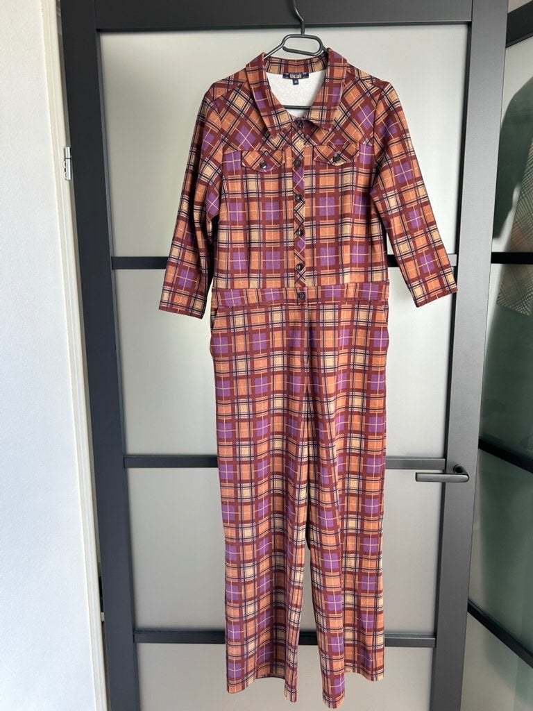 King Louie maat 44 geruite jumpsuit pak 2385
