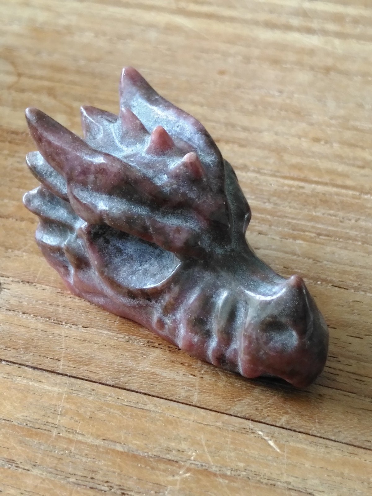 Drakenkop beeldje van Rhodoniet, Ophalen of Verzenden