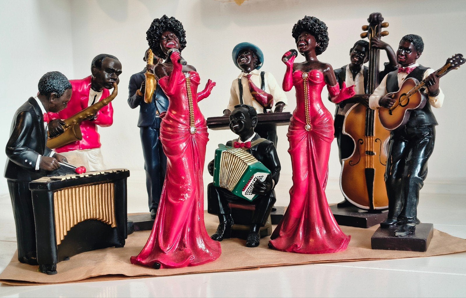 9-Delige groep beeldjes van  jazz/blues orkest, Ophalen of Verzenden, Zo goed als nieuw