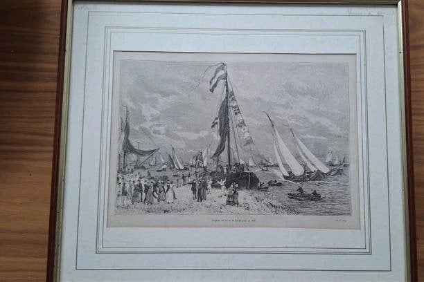Regatta Skûtsje Sneek gravure Friesland, Ophalen of Verzenden, Landschap, Gravure