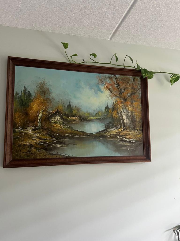 Schilderij met bos- en waterlandschap, Antiek en Kunst, Ophalen