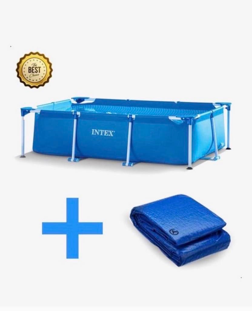 Intex Opzetzwembad Rechthoekig 300x200x75cm met Afdekzeil, Ophalen, Gebruikt, Opzetzwembad, 200 tot 400 cm