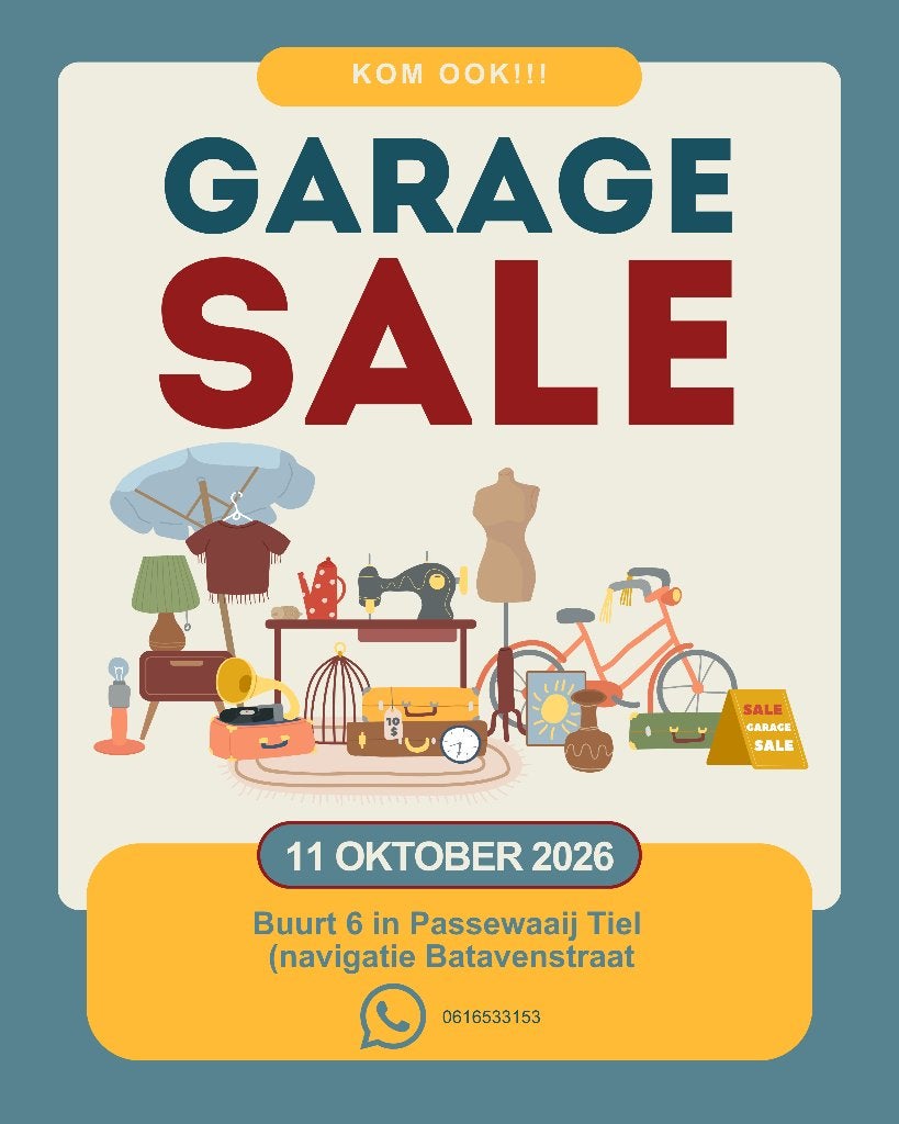 Garage Sale in Tiel Passewaaij, Diversen, Ophalen, Gebruikt