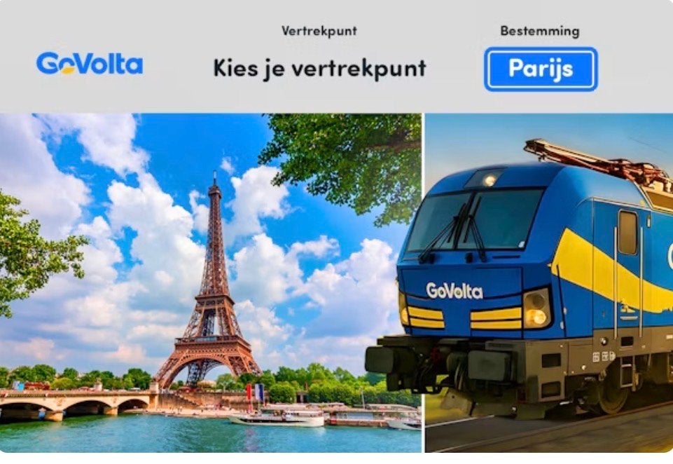 Go volta treinticket naar Parijs 1 persoon, Eén persoon, Trein, Algemeen kaartje