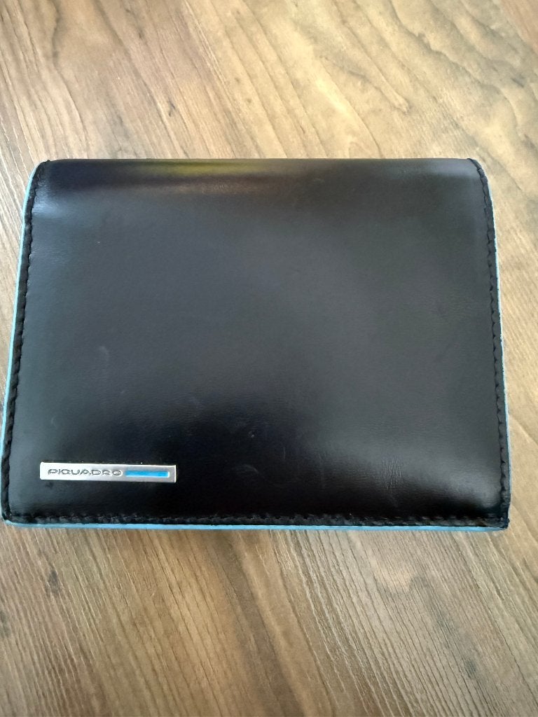 Piquadro Portemonnee zwart leder(VERZENDEN MOGELIJK), Zwart, Zo goed als nieuw, Leer, Ophalen
