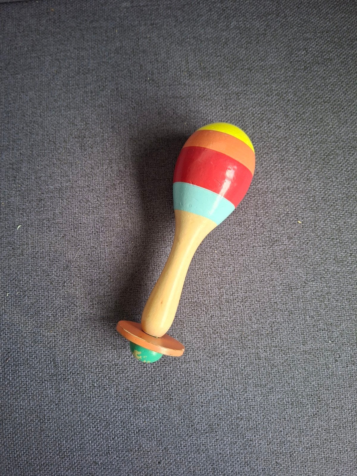 Kleurrijke houten rammelaar / maraca voor baby's, Ophalen of Verzenden, Gebruikt, Overige soorten