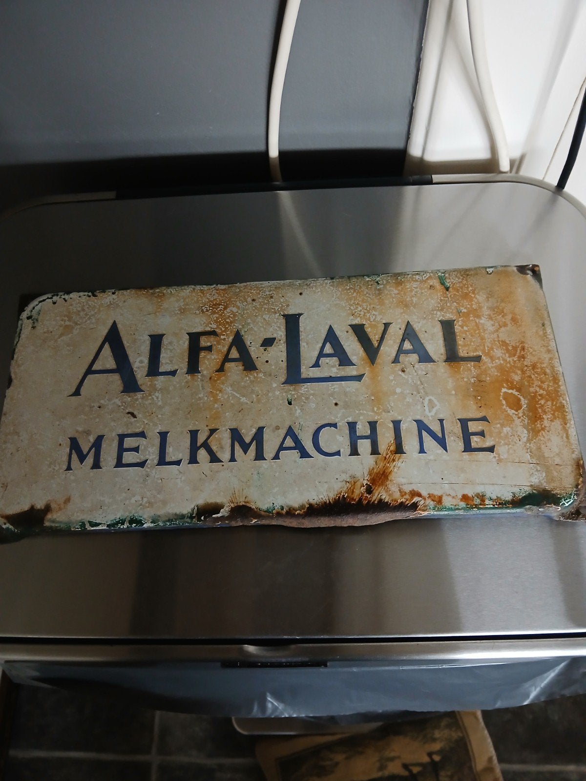 Vintage Emaille Bord Alfa Laval Melkmachine, Ophalen of Verzenden