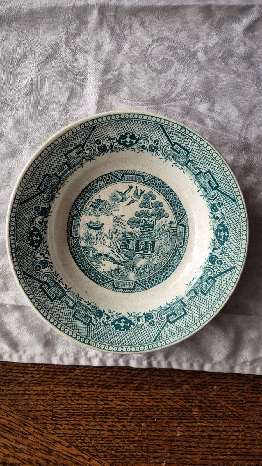 Antieke Franse Porseleinen Kom - Blauw-Wit Decor, Antiek en Kunst, Ophalen of Verzenden