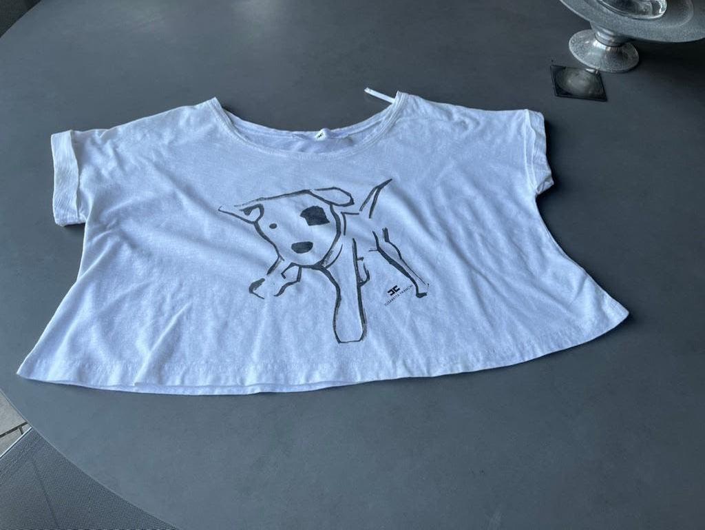 Wit Elisabetta Franchi Jeans shirt met hondje, maat 42, Verzenden, Wit, Maat 42/44 (L), Zo goed als nieuw