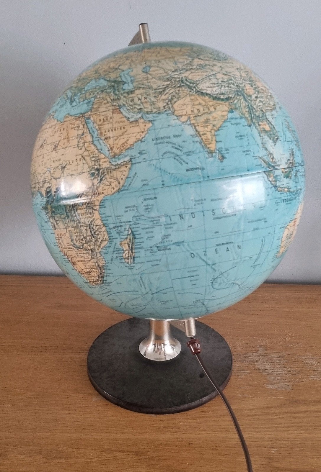 Vintage Verlichte Wereldbol '70 scan-global Duitse uitvoerin, Kunststof, Ophalen of Verzenden, Zo goed als nieuw, Verlicht