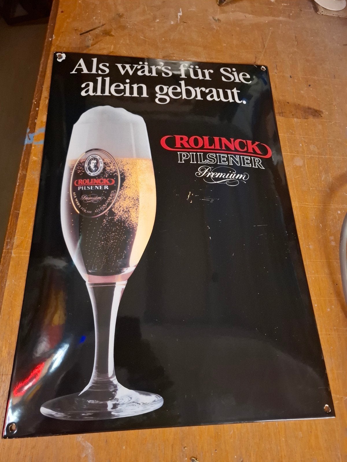 Zwaar emaille reclamebord Rolinck Pilsener bier, Ophalen of Verzenden