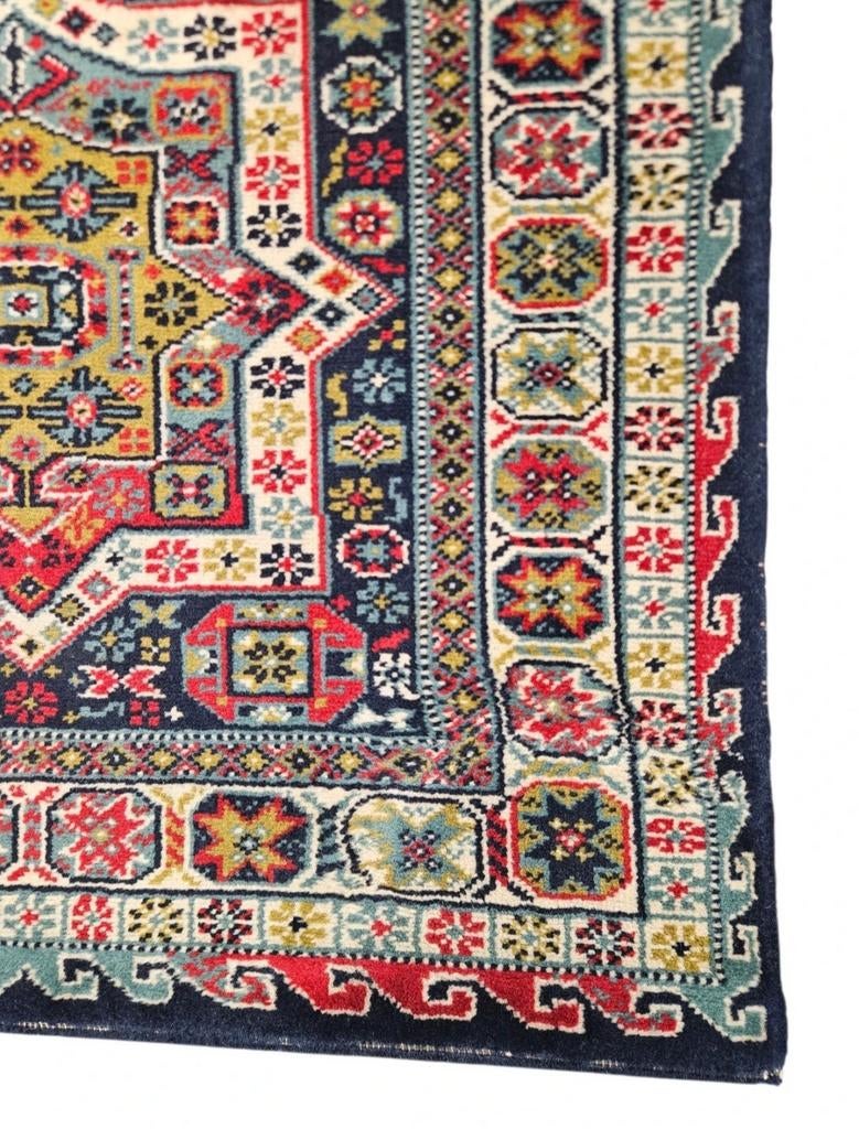Vintage oosters wol Kazak vloerkleed Blue Stars 70x142cm, Oosters, Vintage, Traditioneel, 100 tot 150 cm, Crème, Onbekend