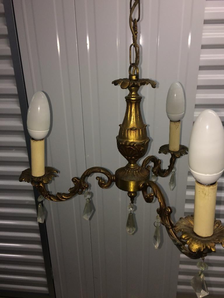 Antieke barokke drie-lichts kroonluchter ca. 1910., Antiek en Kunst, Antiek | Lampen, Ophalen of Verzenden