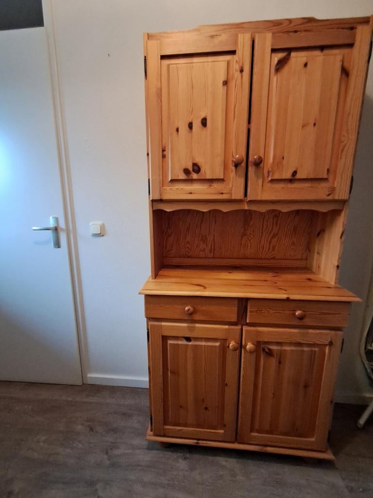 Grenen houten buffetkast met lades en deuren, Ophalen, Gebruikt, Met deur(en), 50 tot 100 cm