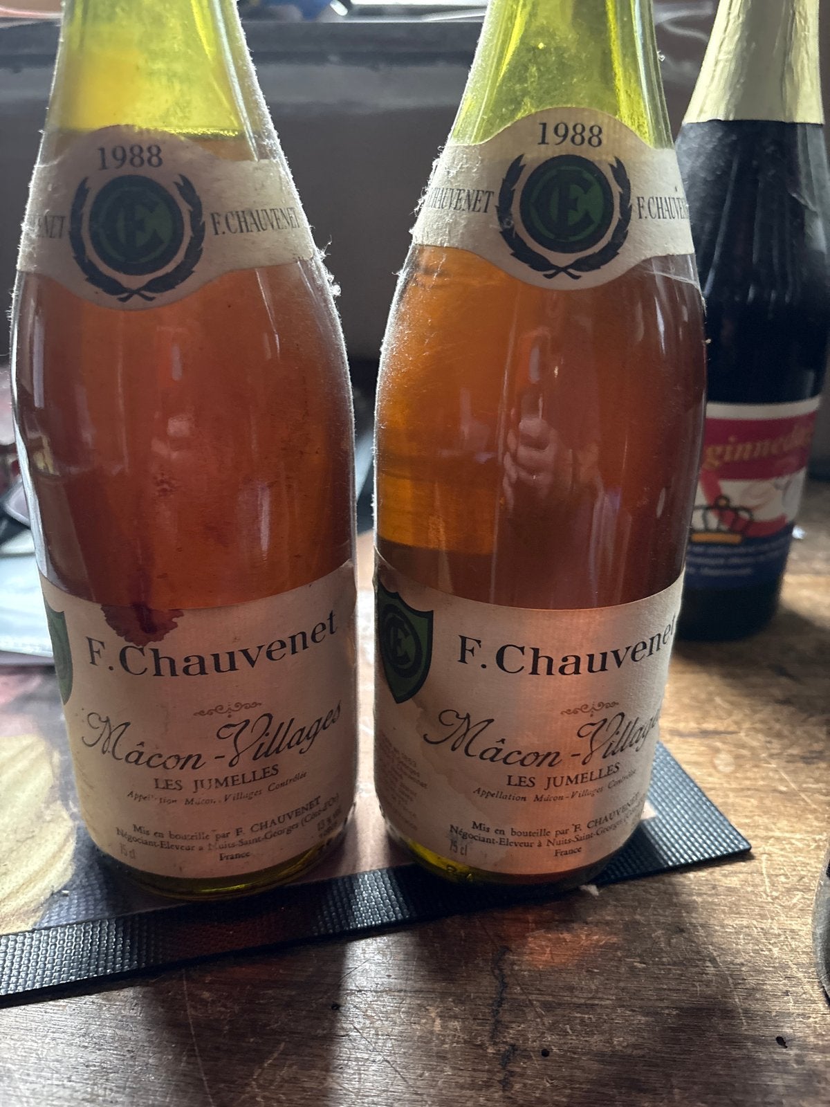 F. Chauvenet Mâcon-Villages Les Jumelles 1988 - Witte Wijn, Ophalen of Verzenden, Gebruikt, Frankrijk, Witte wijn