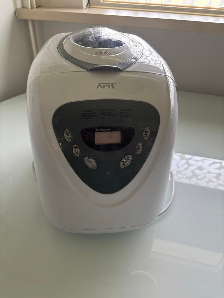 AFK Broodbakmachine - Wit, Zo goed als nieuw, Witgoed en Apparatuur, Broodbakmachines, Met timer, 800 tot 1200 gram deeg, Ophalen of Verzenden