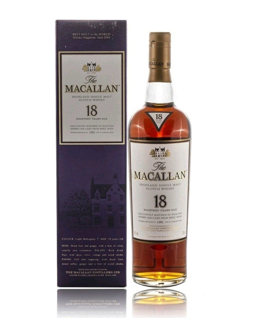 GEZOCHT: Macallan 18 yo Sherry 1991 doos, Verzamelen, Ophalen of Verzenden, Frankrijk, Rode wijn