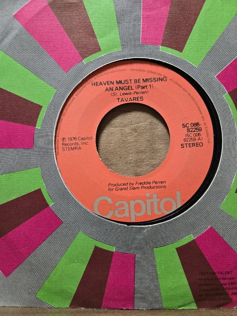 Tavares - Heaven must be missing an angel, Cd's en Dvd's, Vinyl Singles, Gebruikt, Beschermende buitenhoes, Pop, 7 inch, Ophalen of Verzenden