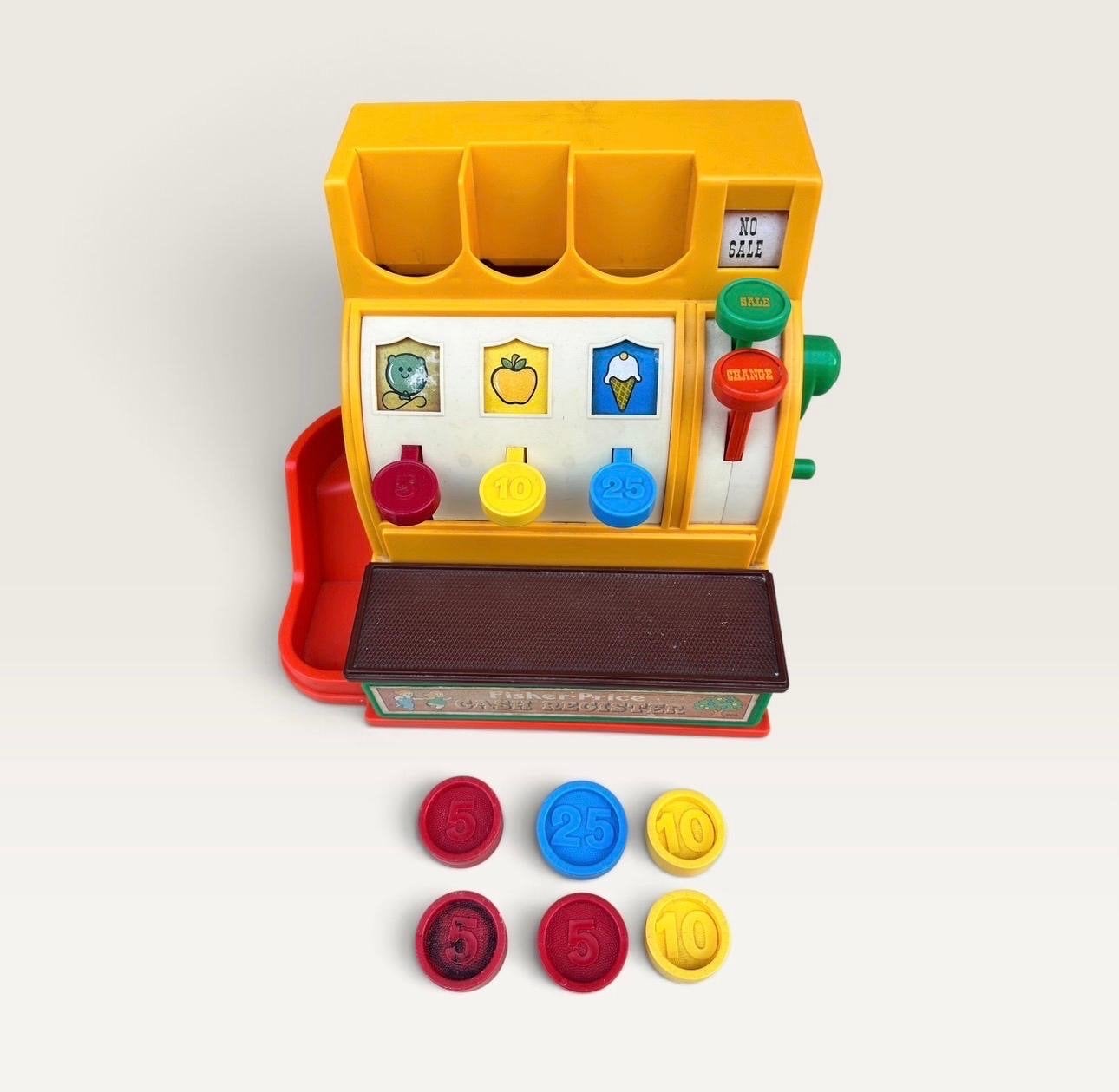 Vintage Fisher-Price Kassa Speelgoed met Munten, Gebruikt, Jongen of Meisje, Onbekend, Ophalen of Verzenden