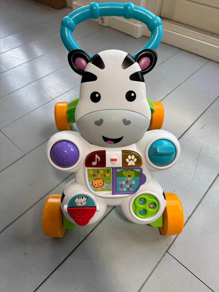Fisher-Price Zebra Looptrainer - Baby Speelgoed, Ophalen of Verzenden, Zo goed als nieuw, Duw- of Trekspeelgoed, Met licht