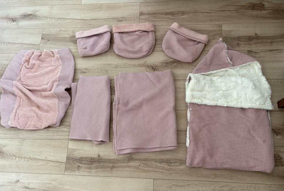 babyuitzet in wafelstof: dekens voetenzak aankleedkussenhoes, Bakerzak of Bakerdoek, Nieuw, Ophalen of Verzenden, Gevoerd