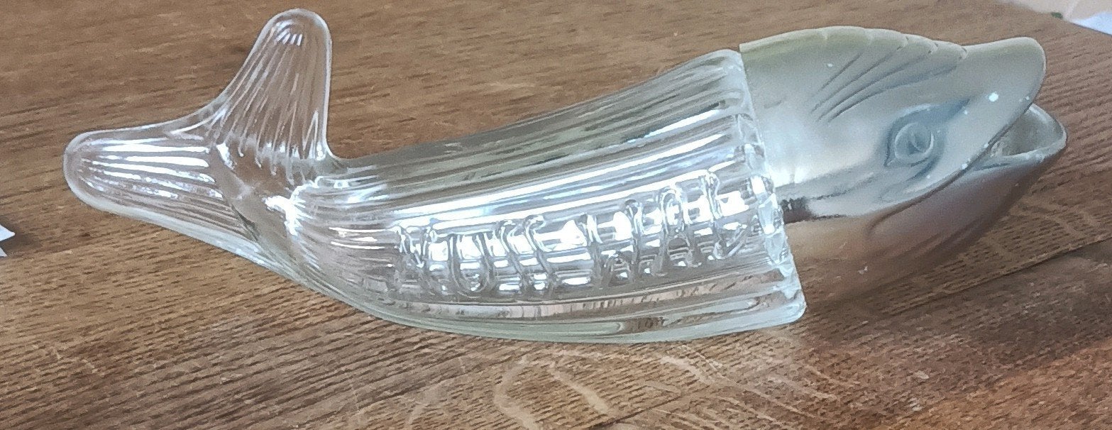 Noten dispenser nootjes Pinda,s glazen walvis, Ophalen of Verzenden
