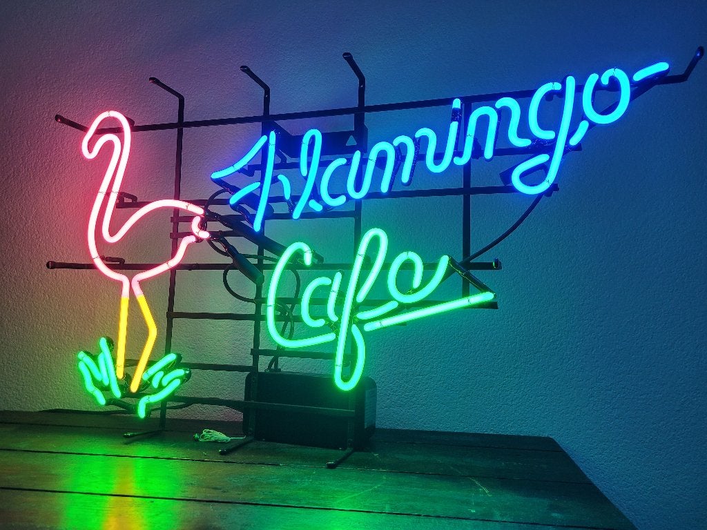 Flamingo Cafe neonverlichting neon lamp fifties sixties, Ophalen, Zo goed als nieuw, Lichtbak of (neon) lamp