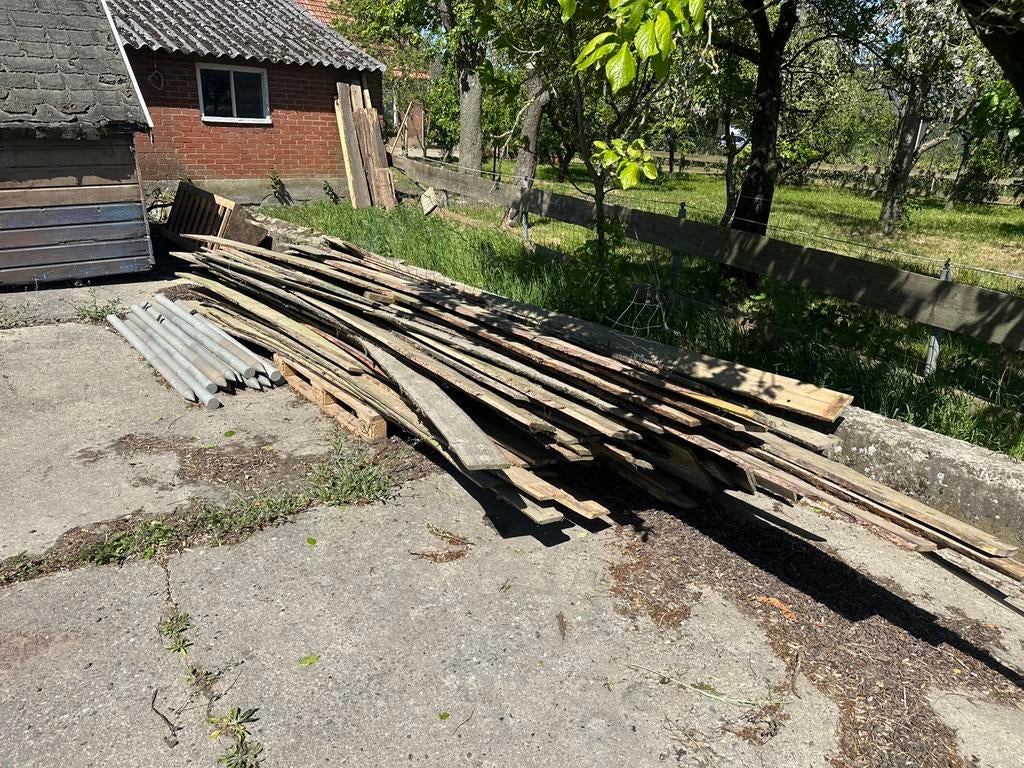 Boomstamplanken zeker 80, Ophalen, Gebruikt, Hout, Tuinhek