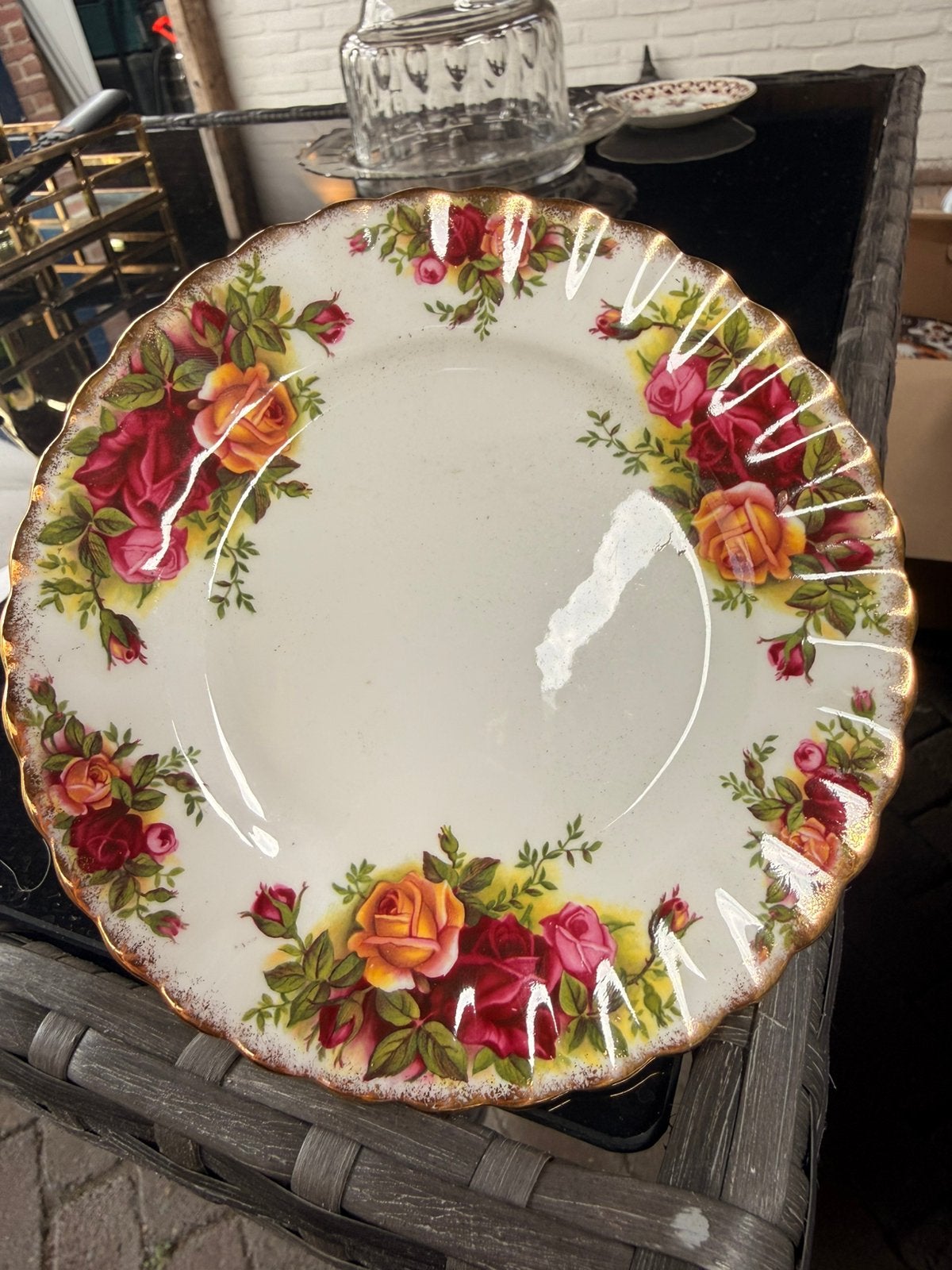 12xRoyal Albert OldCountryRoses Bone China – Made in England, Ophalen of Verzenden, Zo goed als nieuw, Bord(en), Overige stijlen