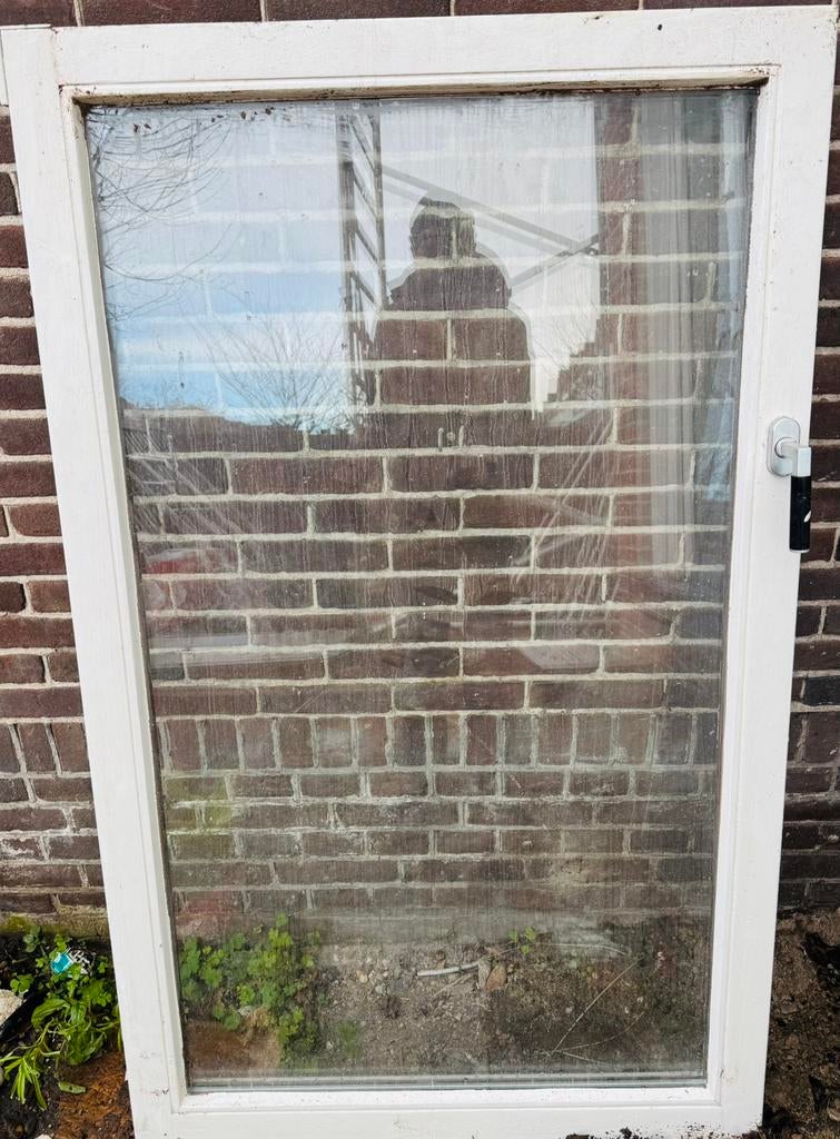 Draaikiepraam 149x91cm met dubbel glas, Ophalen, Gevelraam of Ruit, Gebruikt, 80 tot 120 cm