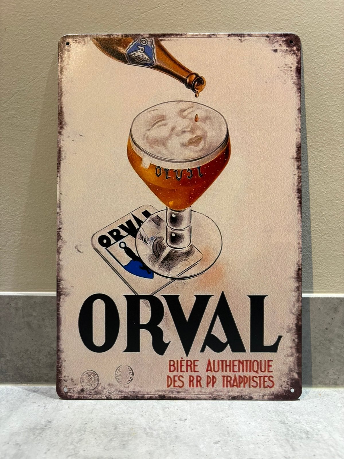 Mancave Bar Café Wanddecoratie metalen bordje Orval bier, Ophalen of Verzenden, Zo goed als nieuw, Reclamebord, Plaat of Schild