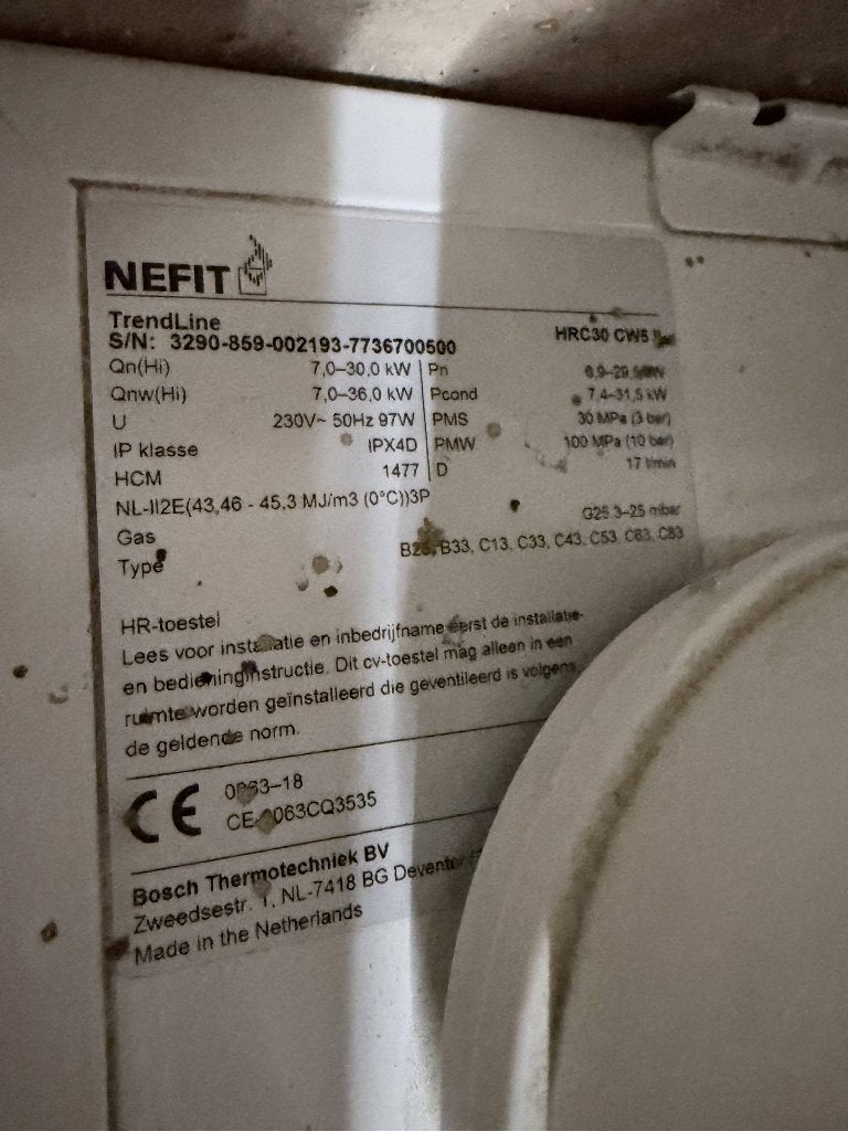 Nefit Trendline CV-ketel, Ophalen, 30 tot 80 cm, Gebruikt, Hoog rendement (Hr)