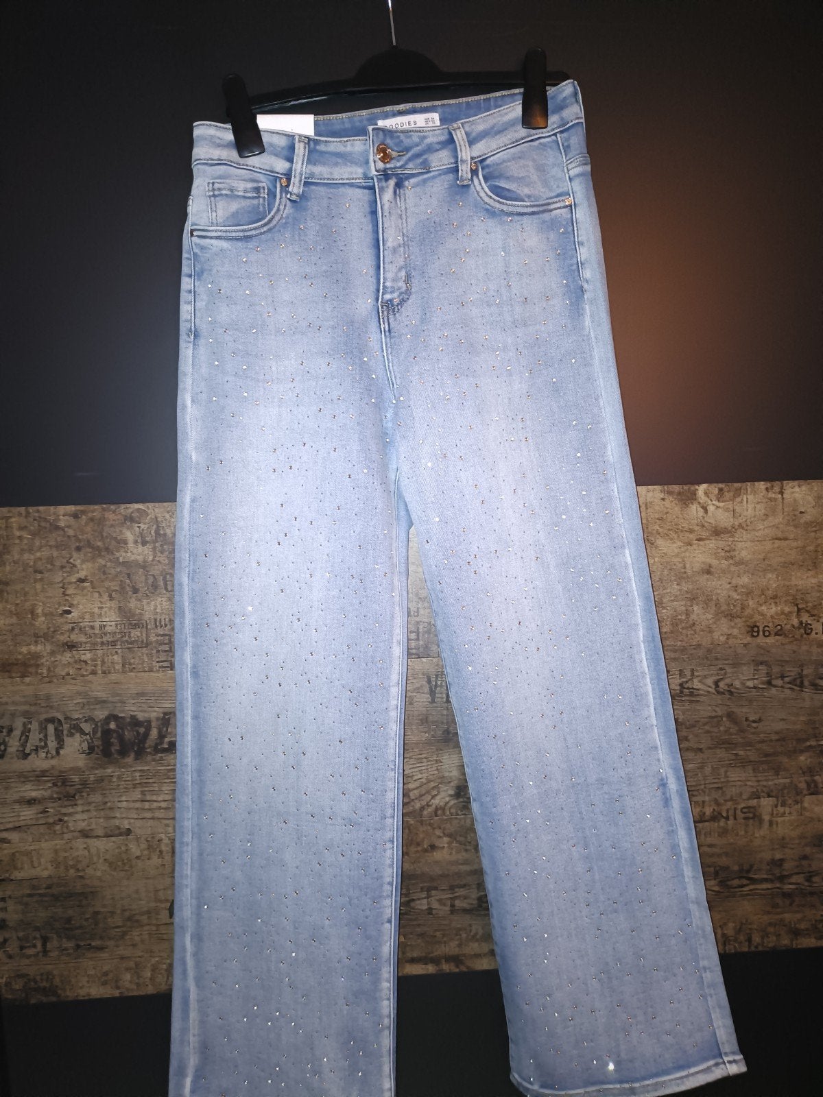 Goodies Lichtblauwe Wide Leg Jeans met Bling Bling, Kleding | Dames, Blauw, Overige jeansmaten, Nieuw, Ophalen of Verzenden
