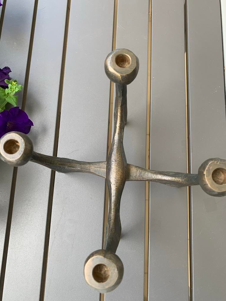 Vintage Brutalist Bronzen Kandelaar - Uniek Design, Ophalen of Verzenden, Koper of Brons