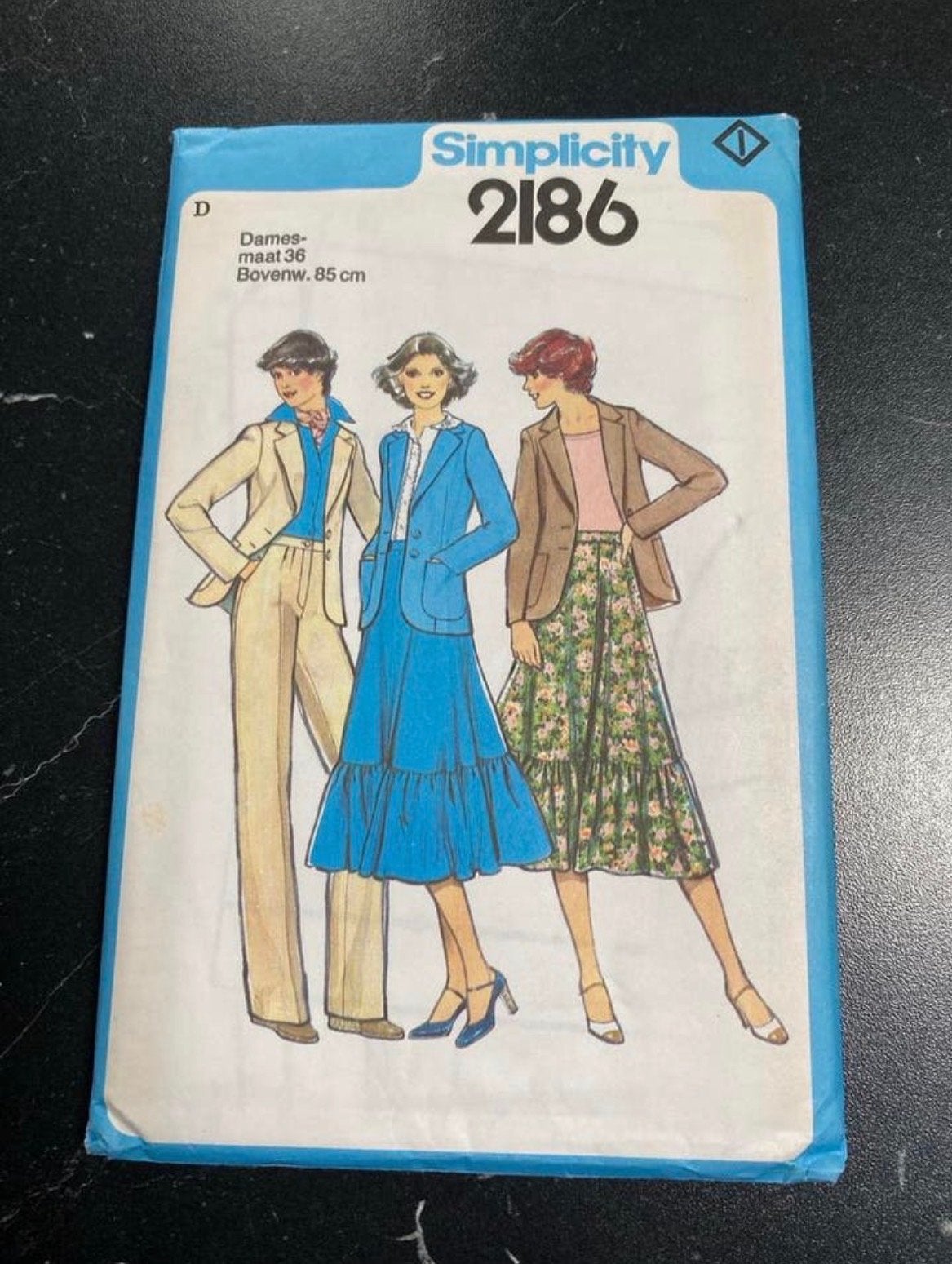 Vintage Simplicity 2186 Naaipatroon Dames Blazer & Rok, Hobby en Vrije tijd, Kledingpatronen, Overige merken, Vrouw, Ophalen of Verzenden