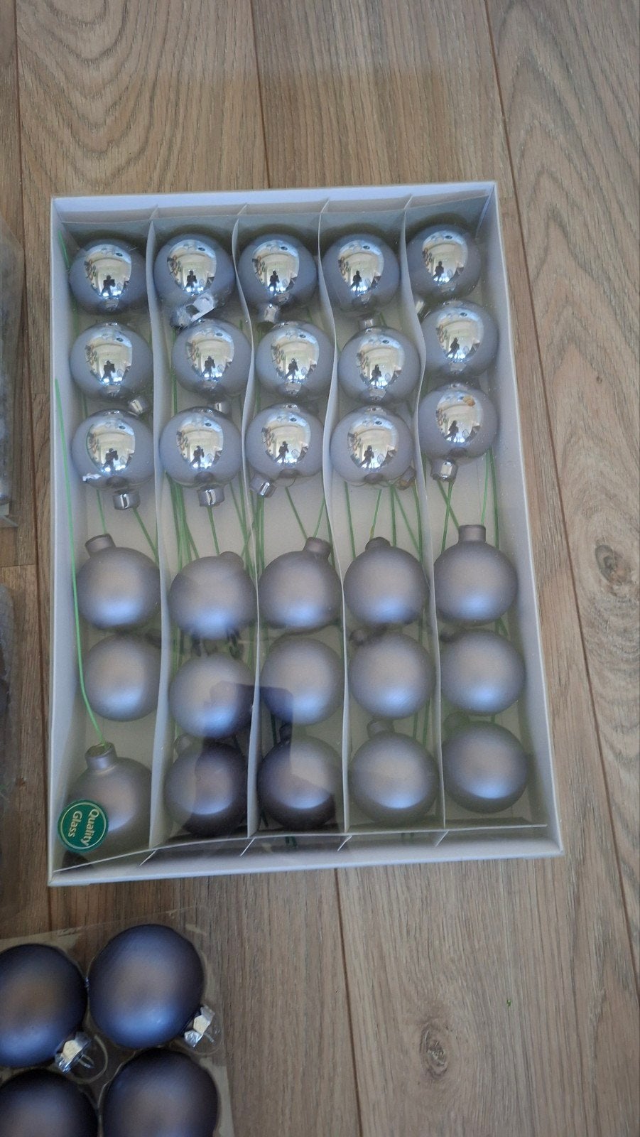 nieuwe antrciet grijze kerstballen glas alles in 1 koop, Diversen, Kerst, Ophalen of Verzenden, Nieuw