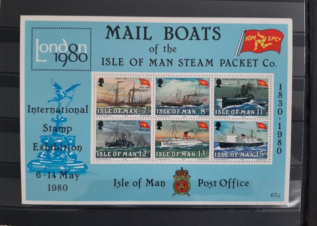 Postzegelvel Isle of Man 1980 150e Stoompakkenmaatschappij, Ophalen, Postfris