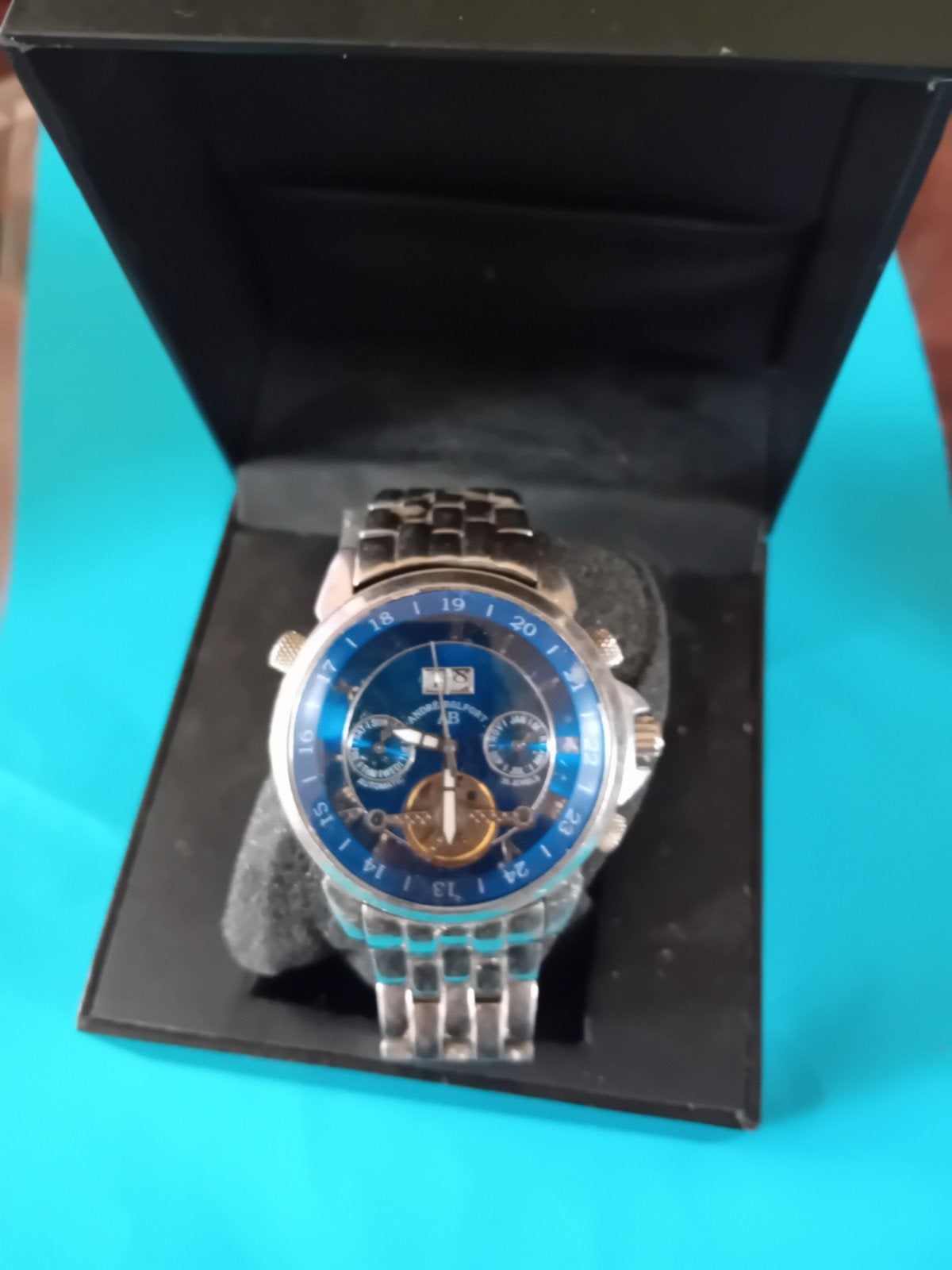 Stijlvol André Belfort Polshorloge - Blauwe Wijzerplaat, Sieraden, Tassen en Uiterlijk, Horloges | Heren, Ophalen of Verzenden