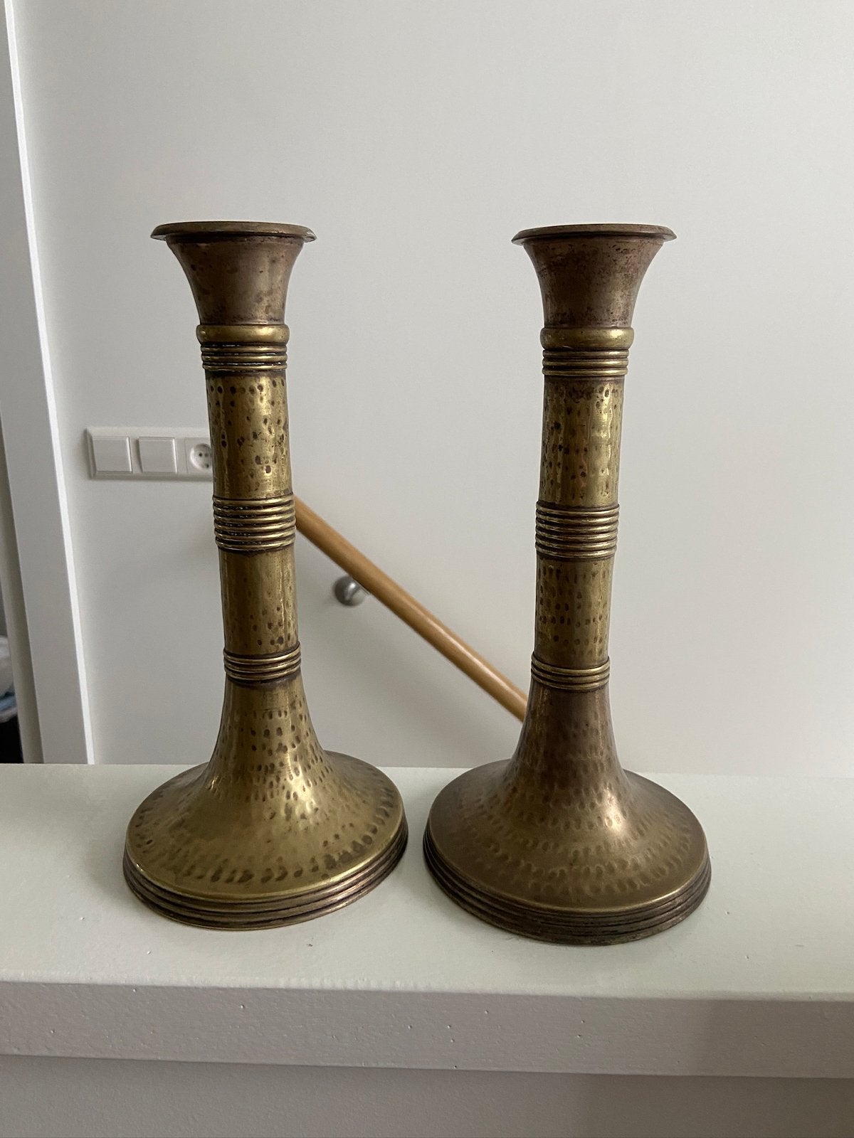 Set 2 mooie messing oid kandelaars kaarsenstandaard Boho, Ophalen of Verzenden, Koper of Brons