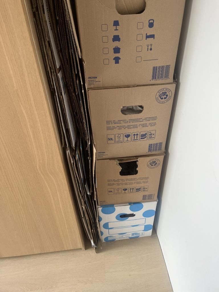 Verhuisdozen, Doe-het-zelf en Verbouw, Kratten en Dozen, Gebruikt, Doos, 50 tot 75 cm, 35 tot 50 cm, 40 tot 60 cm, Ophalen