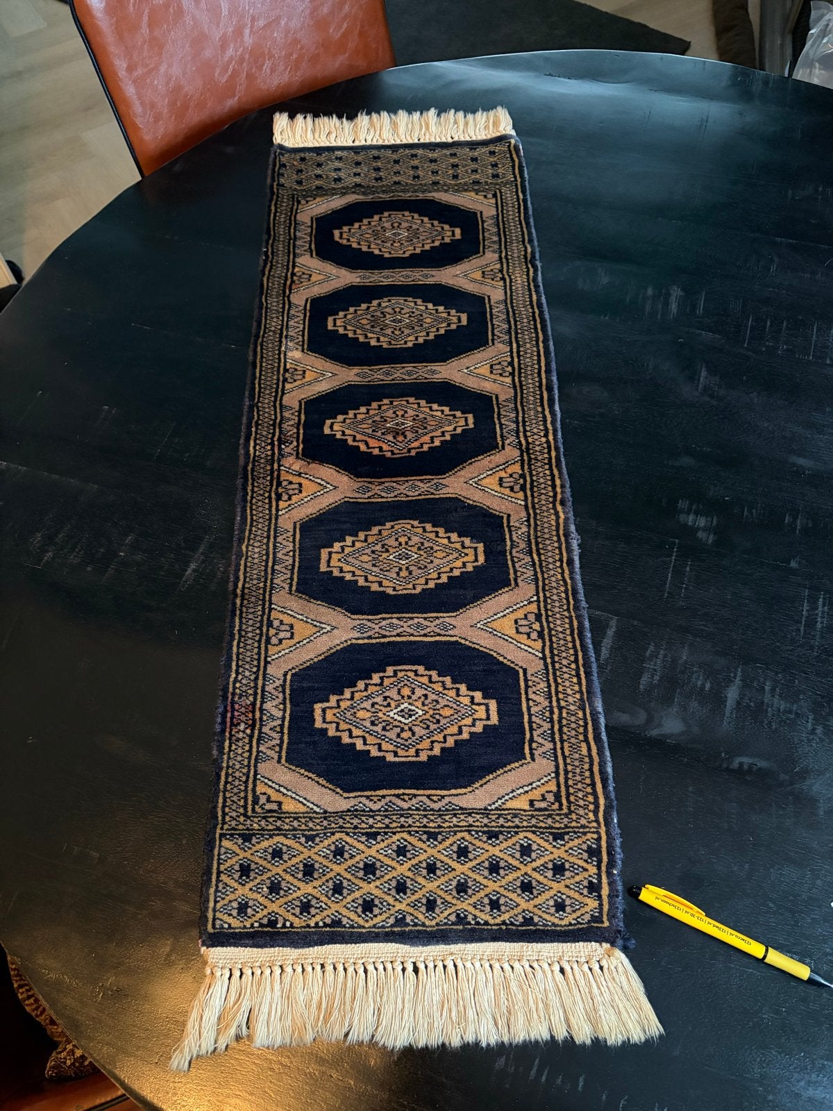 Mooi Perzisch kleedje / loper blauw, Ophalen, Minder dan 50 cm, Gebruikt, 100 tot 150 cm