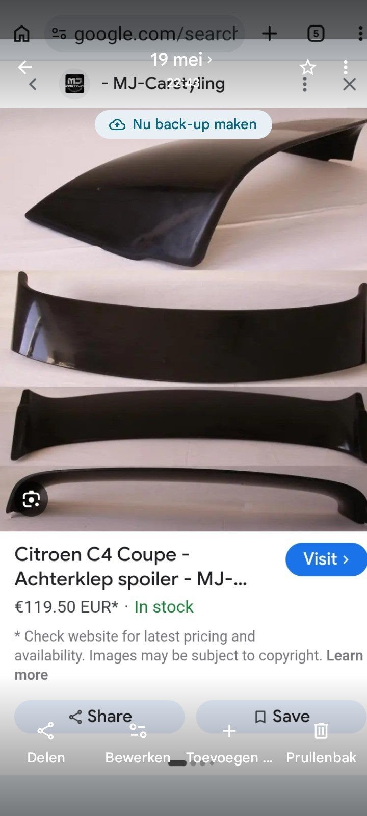 Spoiler voor Citroen C4 Coupe (2004-2010), Auto-onderdelen, Ophalen of Verzenden, Voor, Citroën, Achterklep