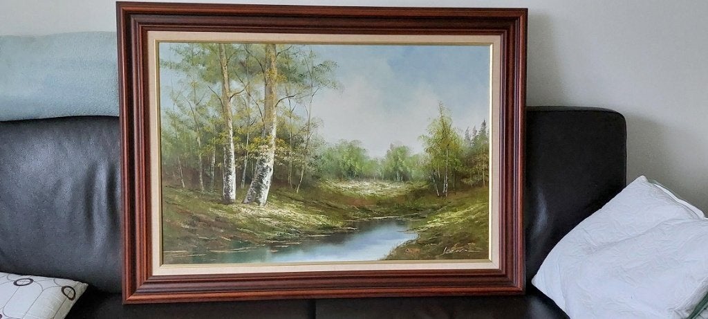 mooi olie schilderij bos gezicht 80 * 110, Antiek en Kunst, Kunst | Schilderijen | Klassiek, Ophalen, Klassiek, Landschap, Doek