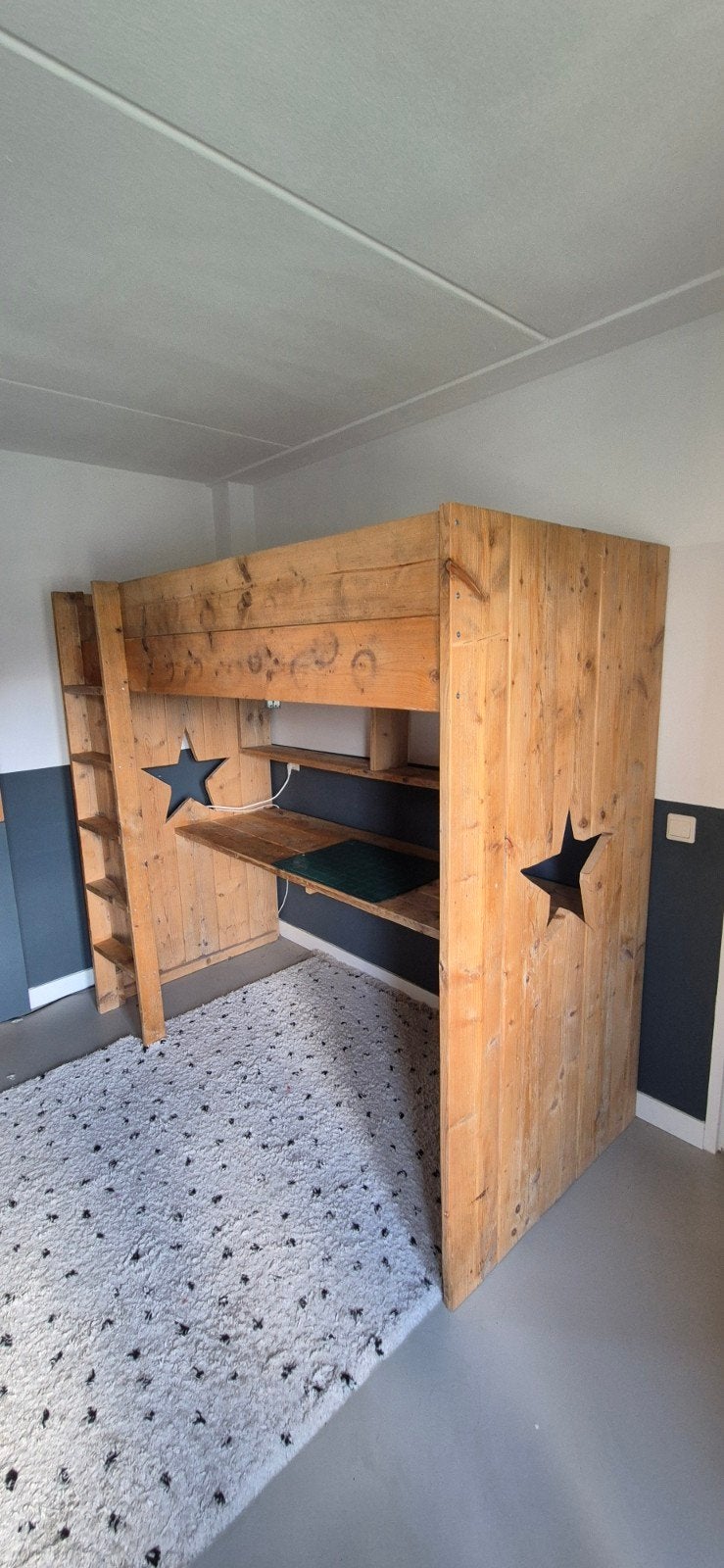 Stevige hoogslaper met ongebruikt matras 90x100cm, Ophalen, Gebruikt, Eenpersoons, 200 cm