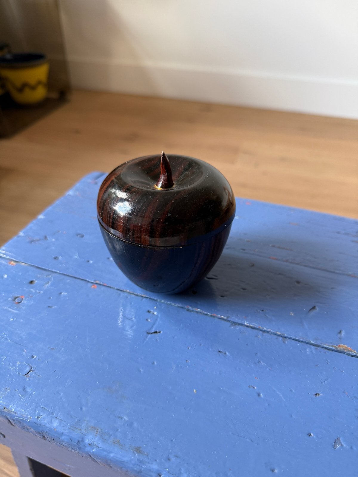 Vintage houten opbergdoosje in de vorm van een appel, Ophalen of Verzenden