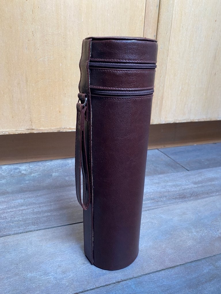 Vintage telefotohoesje 36x10cm bordeauxrood leer ZG staat, Audio, Tv en Foto, Overige merken, Gebruikt, Verzenden, Gevoerd