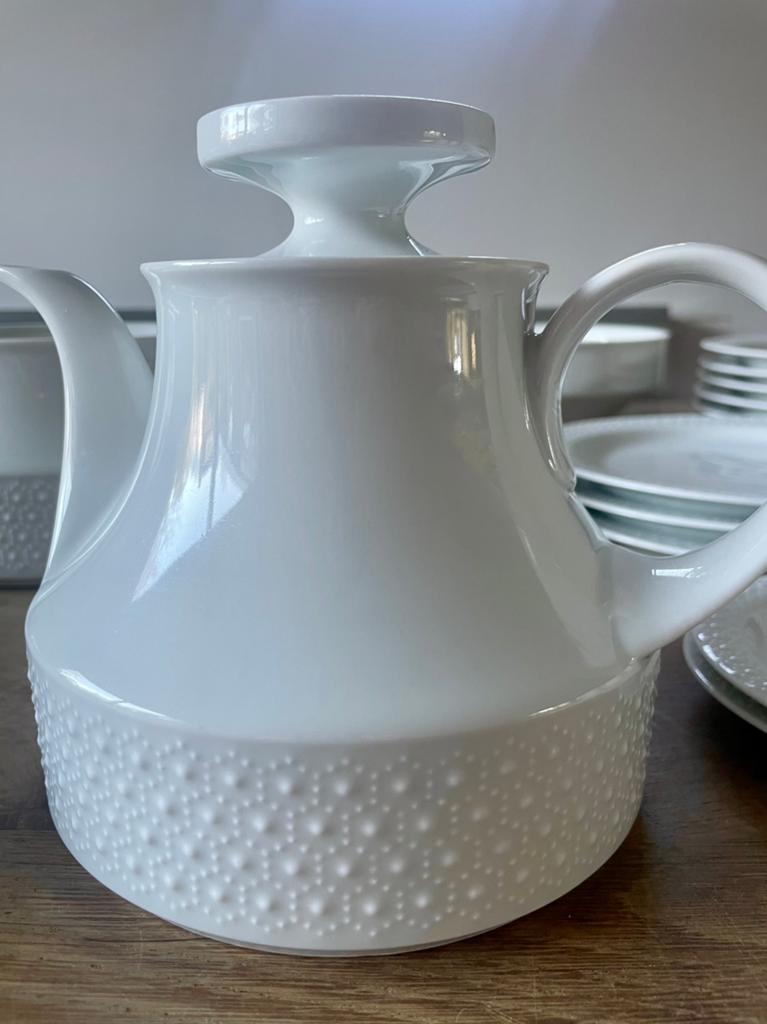 Wit Porseleinen Scherzer Bavaria theepot - Tijdloos Design, Gebruikt, Overige typen, Ophalen of Verzenden, Effen
