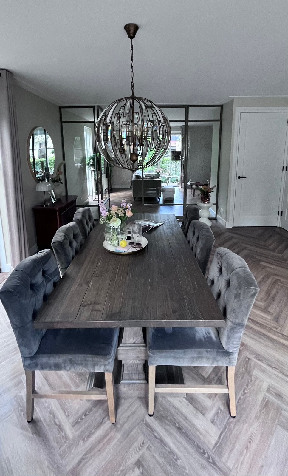 Eetkamertafel met 6 Olav stoelen, Ophalen, Gebruikt, Landellijk, 4 tot 6 stoelen
