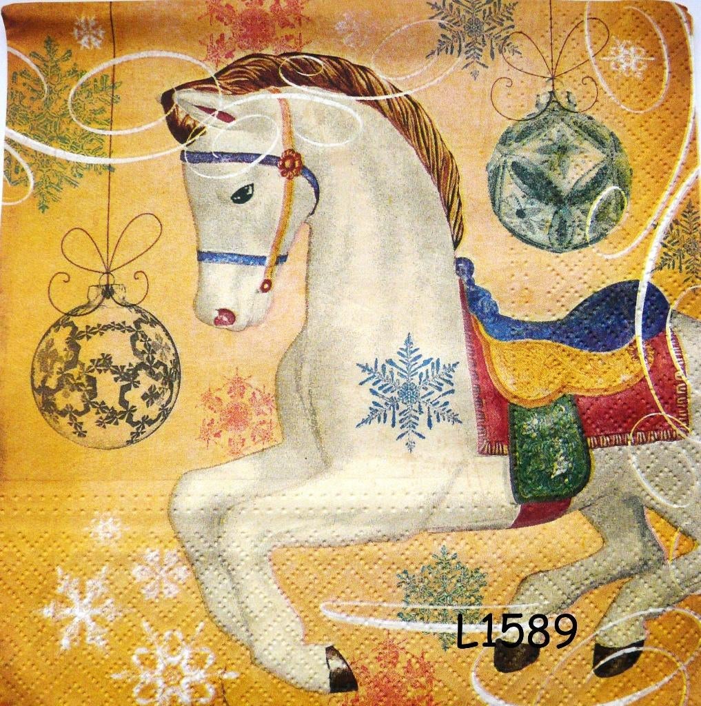 pak servetten = 20 stuks * paard draaimolen L1589, Verzenden, Nieuw